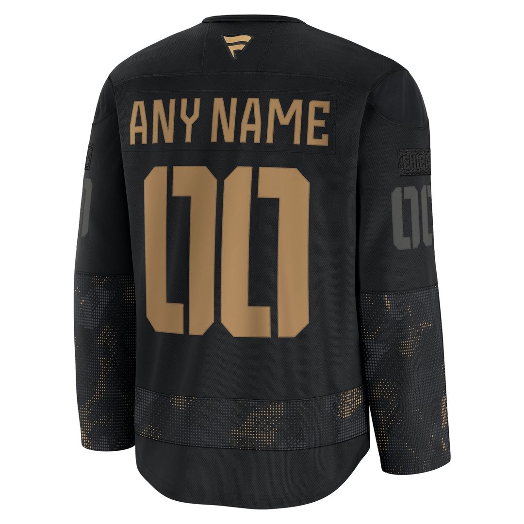 Chicago Blackhawks Fanatics 2024 Military Appreciation Custom Practice Jersey - Black