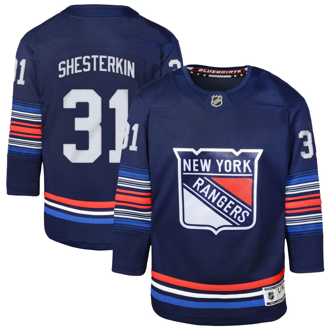 Igor Shesterkin New York Rangers Youth Home Premier Player Jersey - Blue